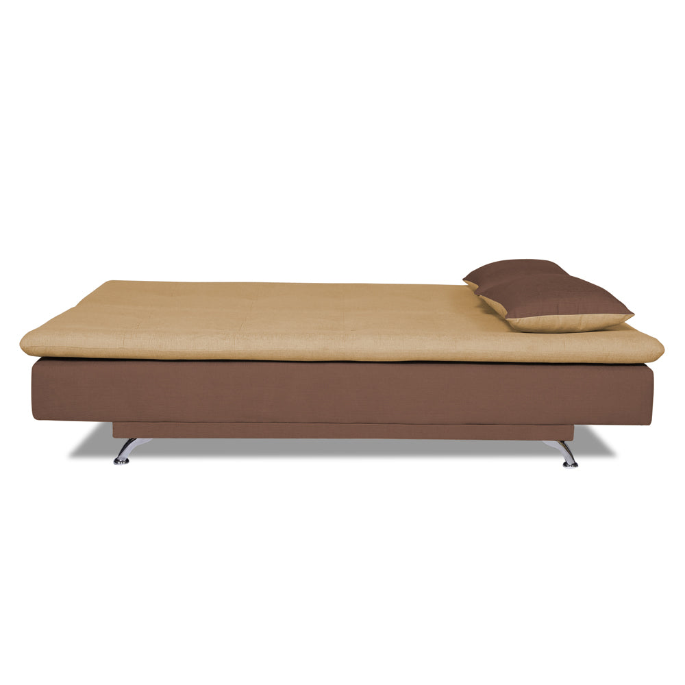 Adorn India Aspen 3 Seater Sofa Cum Bed (Brown and Beige) (3 Year Warranty)