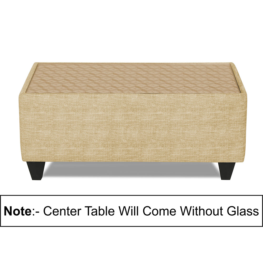 Adorn India Tornado Bricks 3+1+1 5 Seater Sofa Set with Centre Table (Beige)