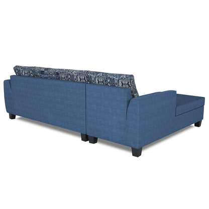 Adorn India Raiden Crafty L Shape 6 Seater Sofa Set with Center Table (Left Hand Side) (Blue) (3 Year Warranty)