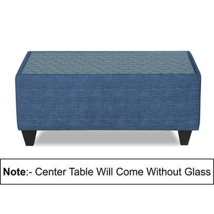 Adorn India Tornado Bricks 3+2+1 6 Seater Sofa Set with Centre Table (Blue)