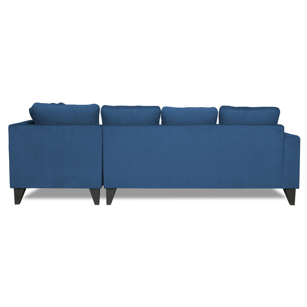 Adorn India Bryson L Shape 6 Seater Sofa Set Plain (Right Hand Side) (Blue) (3 Year Warranty)