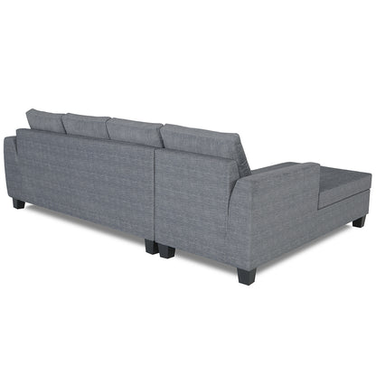Adorn India Raiden Decent Premium L Shape 6 Seater Sofa Set with Center Table (Left Hand Side) (Grey) (3 Year Warranty)