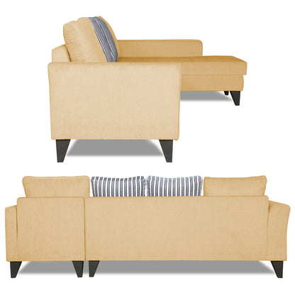 Adorn India Maddox Stripes L Shape 6 Seater Sofa Set RHS (Beige) (3 Year Warranty)