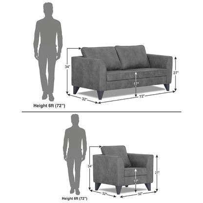 Adorn India Enzo Decent Premium Leatherette Suede 3+1+1 5 Seater Sofa Set (Grey)