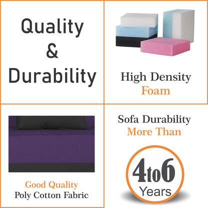 Adorn India Easy Boom 4 Seater Sofa Cum Bed 6 x 6 (Purple & Black) (1 Year Warranty)