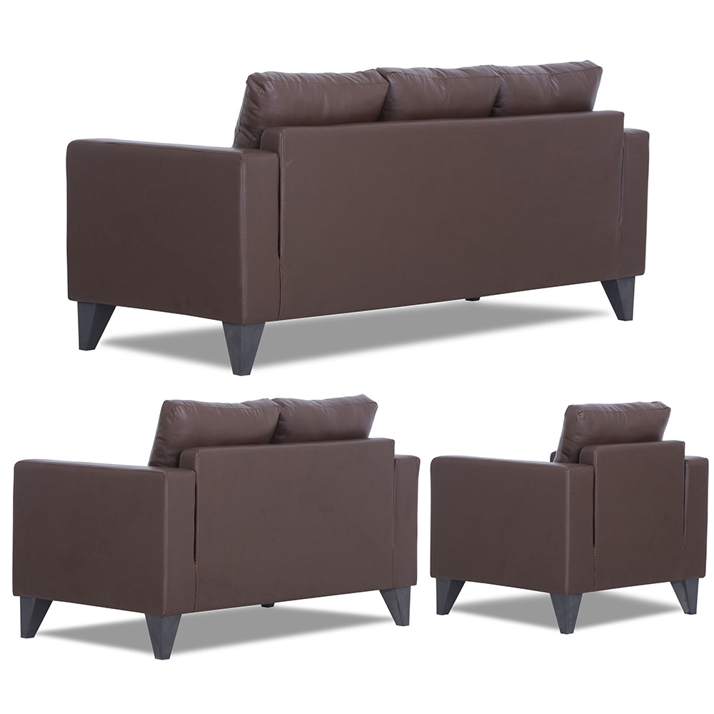 Adorn India Straight line Plus Leatherette 3+2+1 6 Seater Sofa Set (Brown) (3 Year Warranty)