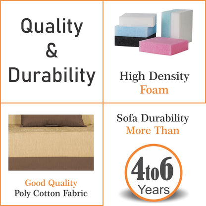Adorn India Foam Easy Desmond 4 Seater Sofa Cum Bed 6 X 6 (Brown & Beige) (1 Year Warranty)