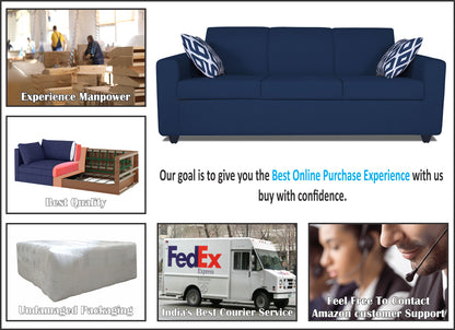 Adorn India Monteno 3+2 5 Seater Sofa Set (Blue) (3 Year Warranty)