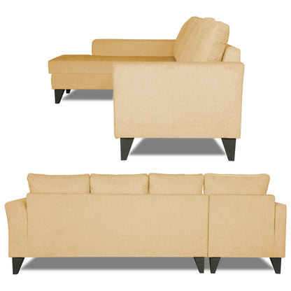 Adorn India Maddox Plain L Shape 6 Seater Sofa Set LHS (Beige) (3 Year Warranty)