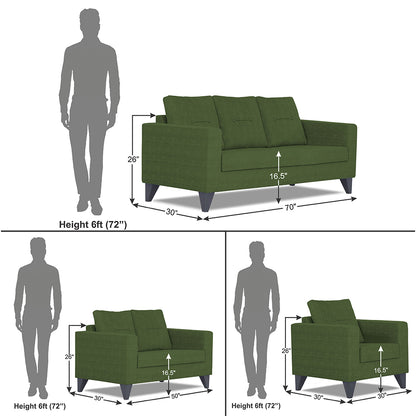 Adorn India Hallton Tufted 3+2+1 6 Seater Sofa Set (Green) (3 Year Warranty)