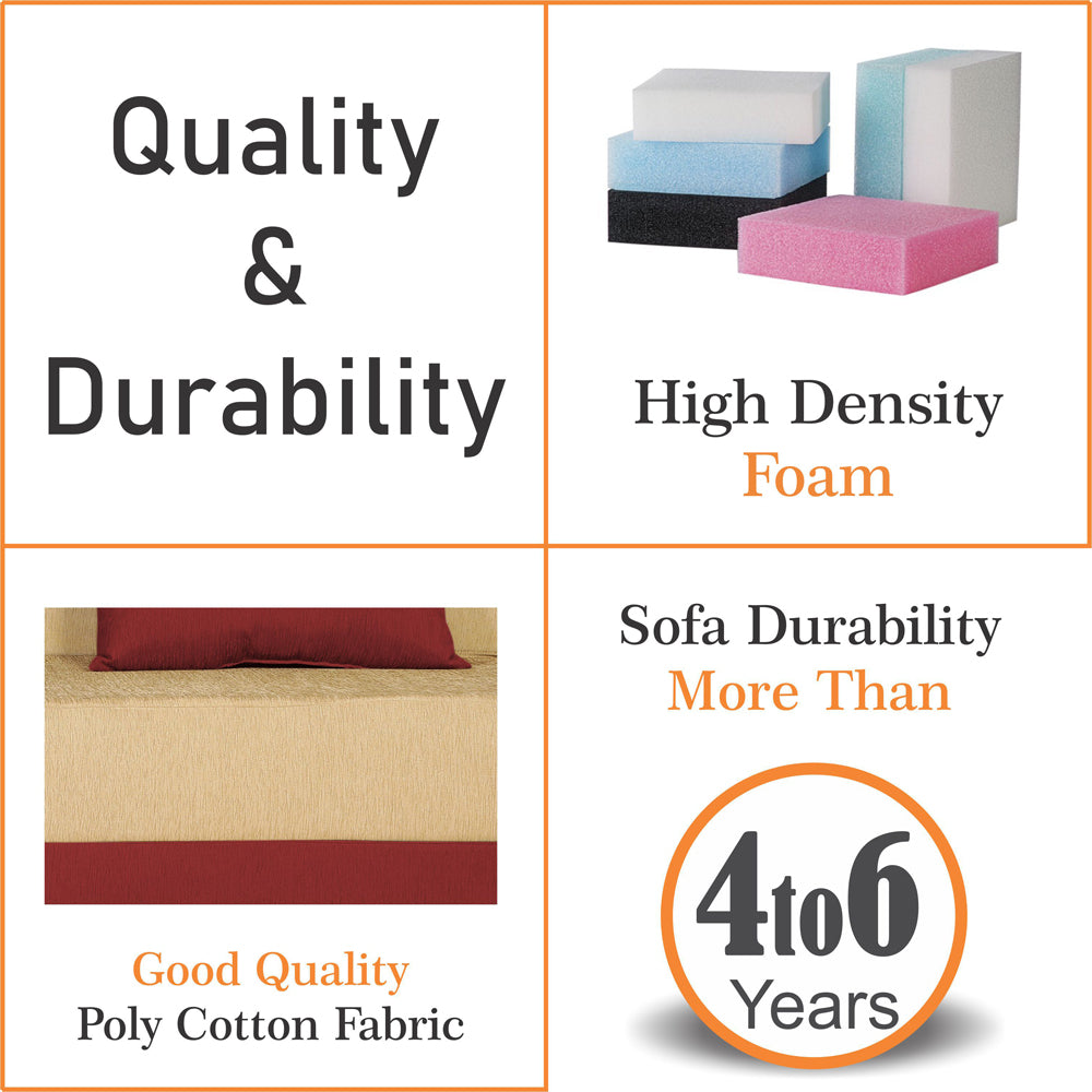 Adorn India Easy Desmond 4 Seater Sofa Cum Bed 6 x 6 (Maroon & Beige) (1 Year Warranty)