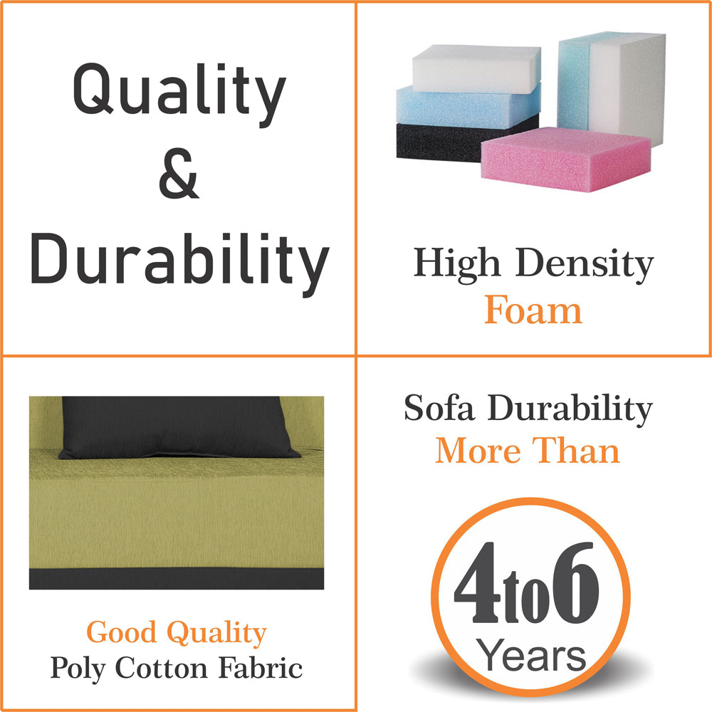 Adorn India Easy Boom 3 Seater Sofa Cum Bed 5 x 6 (Green & Black) (1 Year Warranty)