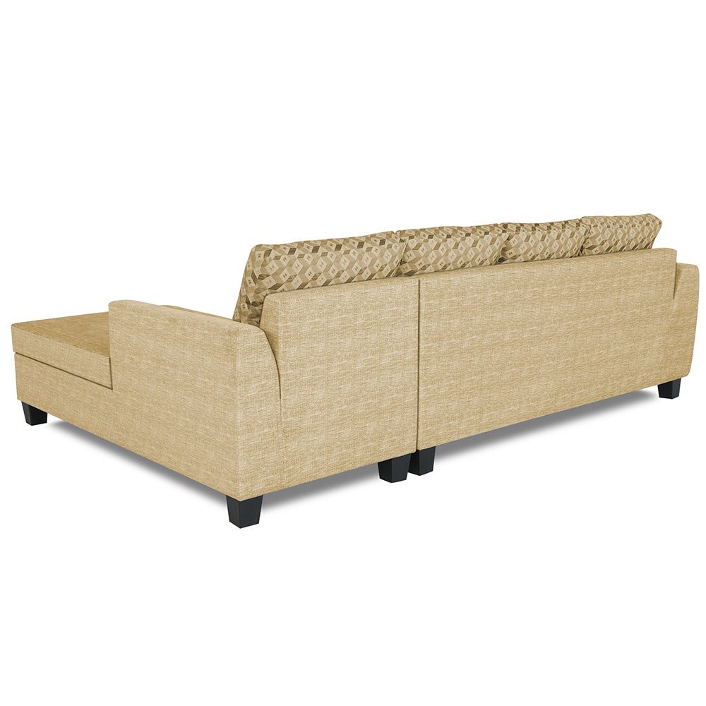 Adorn India Raiden Bricks Premium L Shape 6 Seater Sofa Set with Center Table (Right Hand Side) (Beige) (3 Year Warranty)