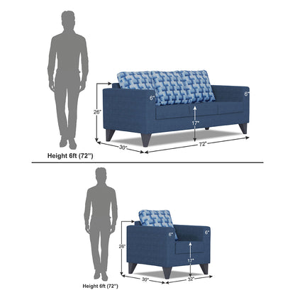Adorn India Straight line Plus Bricks 3+1+1 5 Seater Sofa Set (Blue) (3 Year Warranty)
