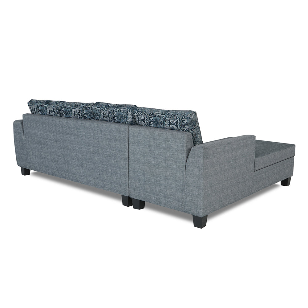 Adorn India Raiden Crafty L Shape 6 Seater Sofa Set with Center Table (Left Hand Side) (Grey) (3 Year Warranty)