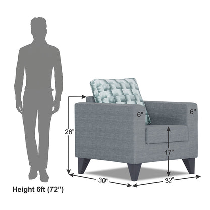 Adorn India Straight line Plus Bricks 1 Seater Sofa (Grey) (3 Year Warranty)