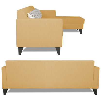 Adorn India Bladen L Shape 5 Seater Sofa Set Floral Print (Right Hand Side) (Beige)