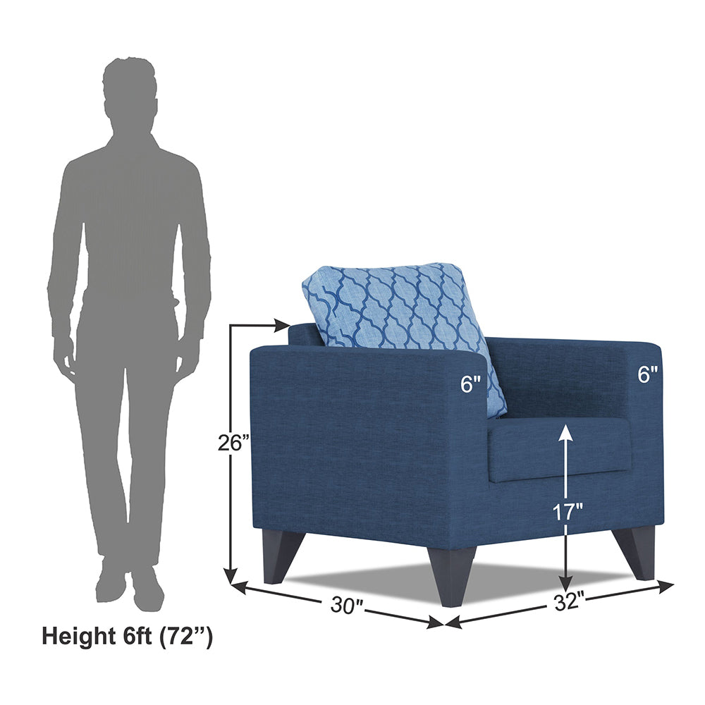 Adorn India Straight line Plus Blossom 1 Seater Sofa (Blue) (3 Year Warranty)
