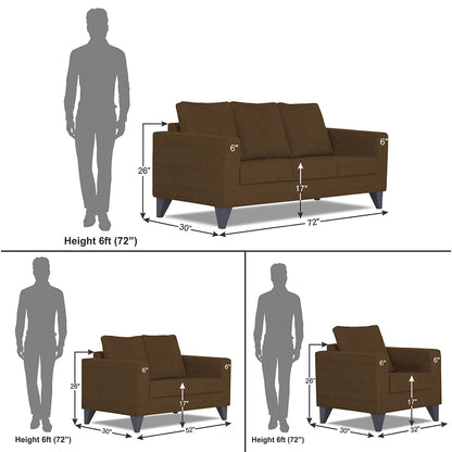 Adorn India Straight Line Plus Decent 3+2+1 6 Seater Sofa Set (Brown) (3 Year Warranty)