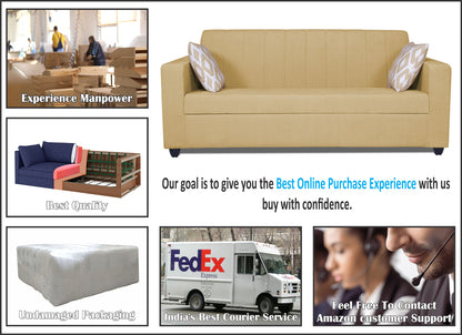 Adorn India Rio Highback 3+2 5 Seater Sofa Set (Beige) (3 Year Warranty)