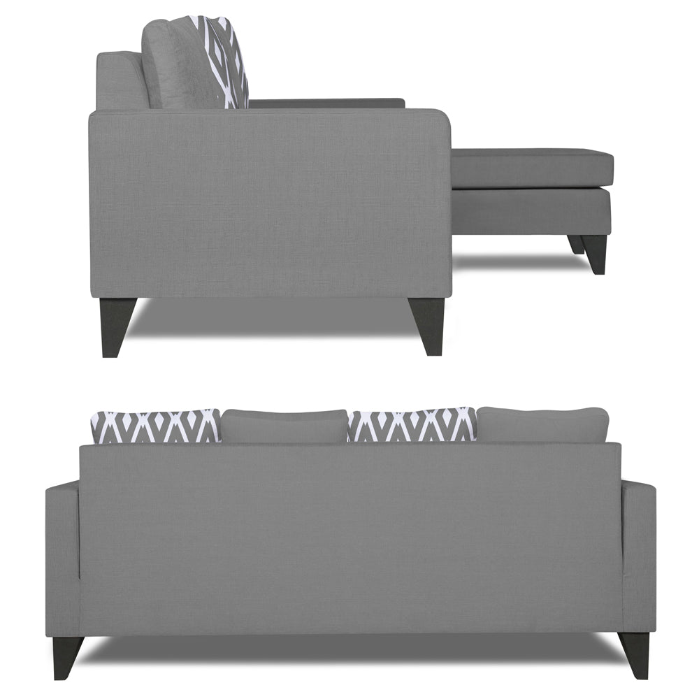 Adorn India Beetle Rhombus L Shape 5 Seater Sofa Set RHS (Grey) (3 Year Warranty)