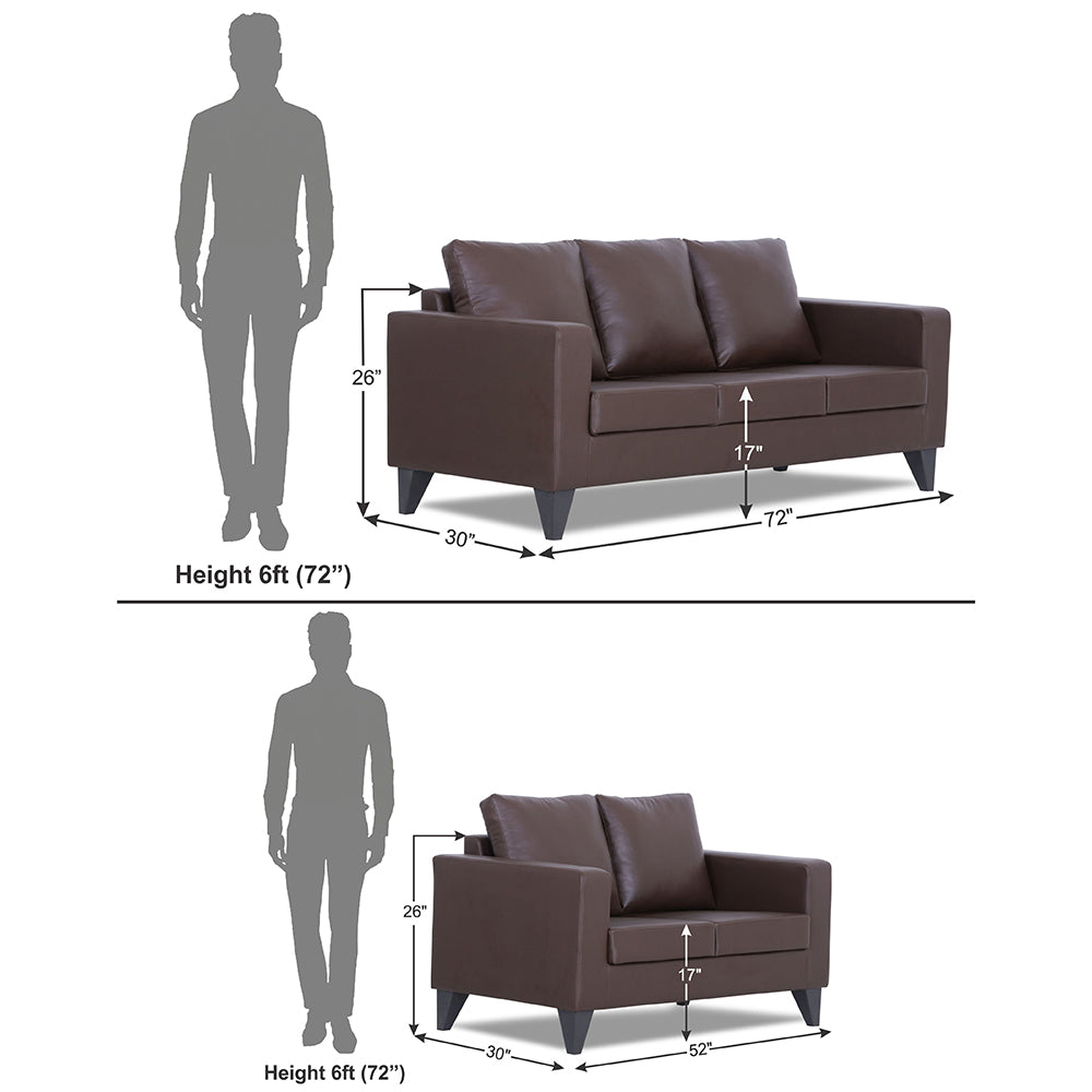 Adorn India Straight line Plus Leatherette 3+2 5 Seater Sofa Set (Brown) (3 Year Warranty)