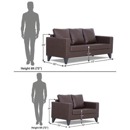 Adorn India Straight line Plus Leatherette 3+2 5 Seater Sofa Set (Brown) (3 Year Warranty)