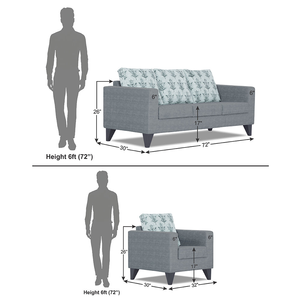 Adorn India Straight line Plus Leaf 3+1+1 5 Seater Sofa Set (Grey) (3 Year Warranty)