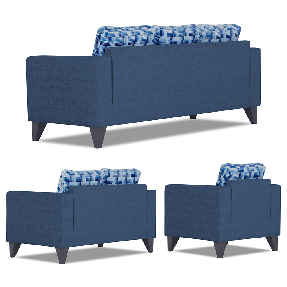 Adorn India Straight line Plus Bricks 3+2+1 6 Seater Sofa Set (Blue) (3 Year Warranty)