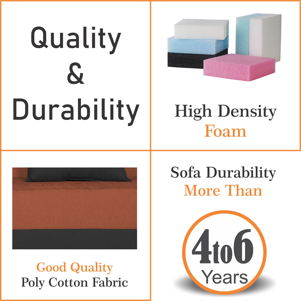 Adorn India Easy Boom 4 Seater Sofa Cum Bed 6 x 6 (Rust & Black) (1 Year Warranty)