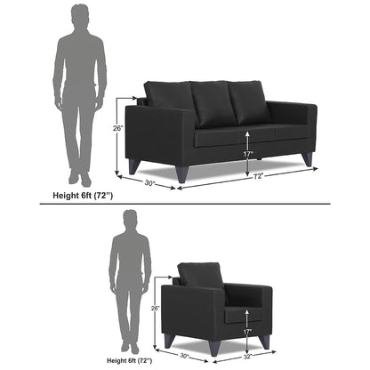 Adorn India Straight line Plus Leatherette 3+1+1 5 Seater Sofa Set (Black) (3 Year Warranty)