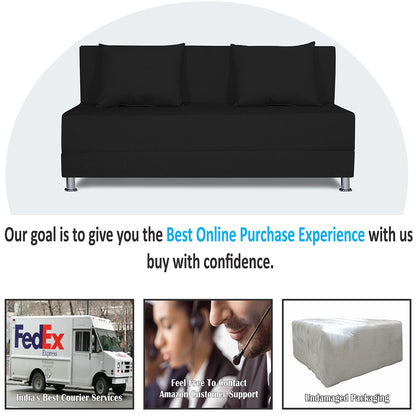 Adorn India Easy Alyn Plus Decent 3 Seater Sofa Cum Bed (5x6) (Black) (1 Year Warranty)