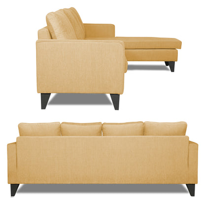 Adorn India Chandler Plain L Shape 5 Seater Sofa Set RHS (Beige) (3 Year Warranty)