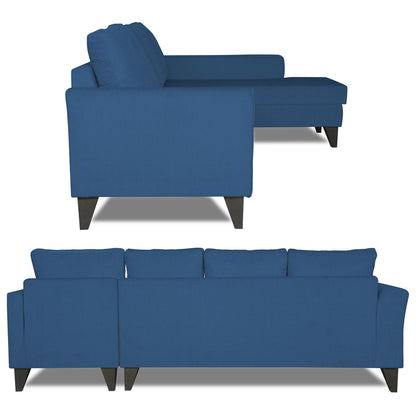 Adorn India Maddox Tufted L Shape 6 Seater Sofa Set RHS (Blue) (3 Year Warranty)