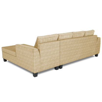 Adorn India Raiden Decent Premium L Shape 6 Seater Sofa Set with Center Table (Right Hand Side) (Beige) (3 Year Warranty)