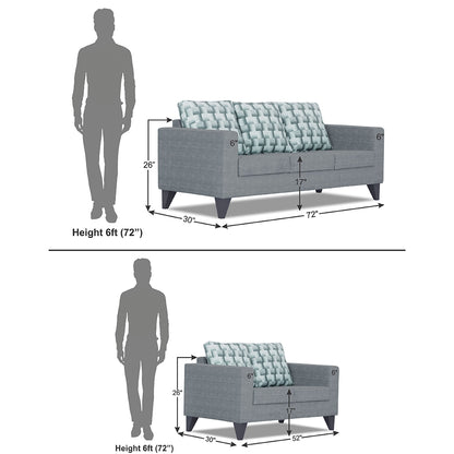 Adorn India Straight line Plus Bricks 3+2 5 Seater Sofa Set (Grey) (3 Year Warranty)