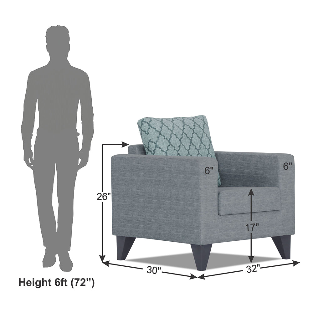 Adorn India Straight line Plus Blossom 1 Seater Sofa (Grey) (3 Year Warranty)