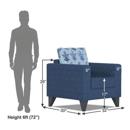 Adorn India Straight line Plus Leaf 1 Seater Sofa (Blue) (3 Year Warranty)