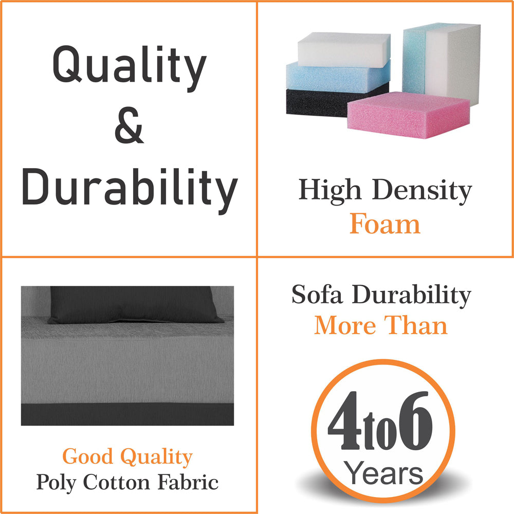 Adorn India Easy Desmond 4 Seater Sofa Cum Bed 6 X 6 (Grey & Black) (1 Year Warranty)