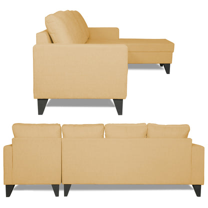 Adorn India Hallton L Shape Decent Sofa Set 7 Seater with Ottoman (Right Side) (Beige) (3 Year Warranty)
