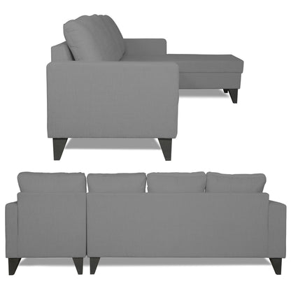 Adorn India Hallton Plain L Shape 6 Seater Sofa Set RHS (Grey) (3 Year Warranty)