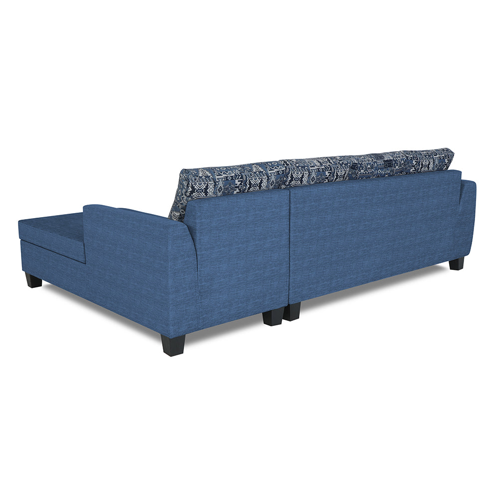 Adorn India Raiden Crafty L Shape 6 Seater Sofa Set with Center Table (Right Hand Side) (Blue) (3 Year Warranty)