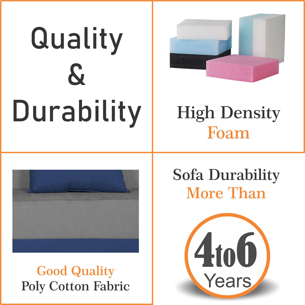 Adorn India Easy Boom 2 Seater Sofa Cum Bed 4 x 6 (Blue & Grey, Foam) (1 Year Warranty)