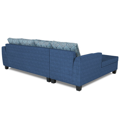 Adorn India Raiden Damask L Shape 6 Seater Sofa Set with Center Table (Left Hand Side) (Blue) (3 Year Warranty)
