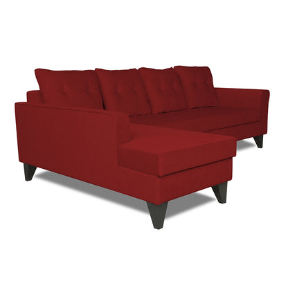 Adorn India Maddox Tufted L Shape 6 Seater Sofa Set LHS (Maroon) (3 Year Warranty)