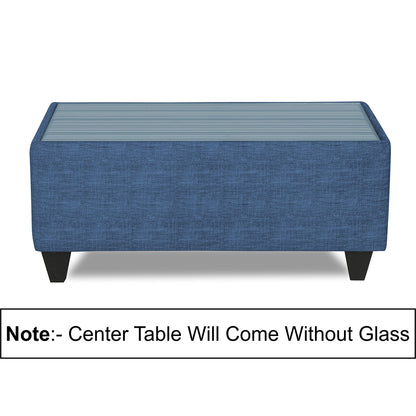 Adorn India Lawson Stripes 3+2 5 Seater Sofa Set with Centre Table (Blue)