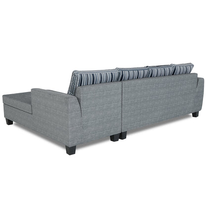 Adorn India Raiden Stripes L Shape 6 Seater Sofa Set with Center Table (Right Hand Side) (Grey) (3 Year Warranty)