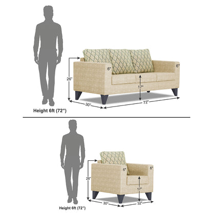 Adorn India Straight line Plus Blossom 3+1+1 5 Seater Sofa Set (Beige) (3 Year Warranty)