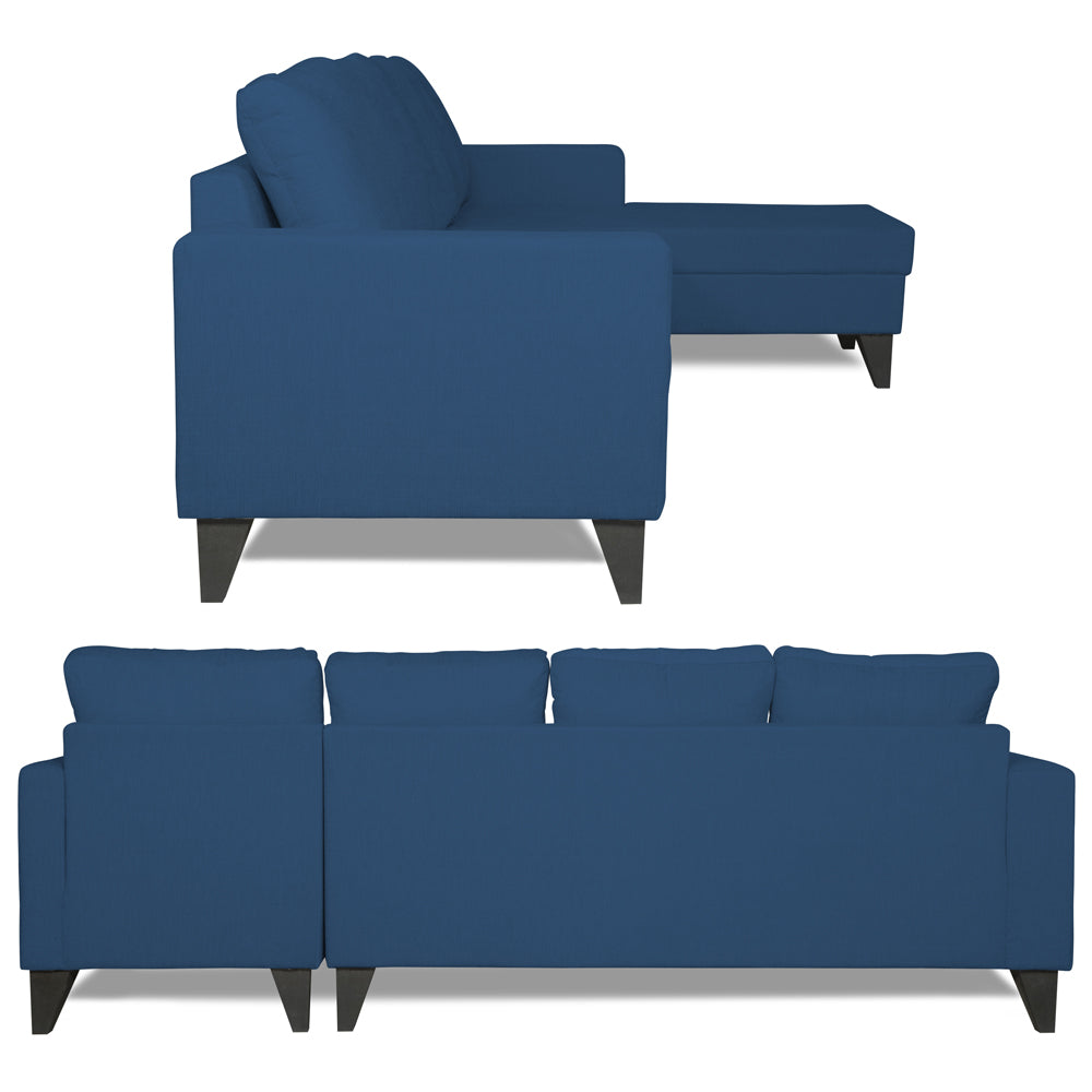 Adorn India Hallton Plain L Shape 6 Seater Sofa Set RHS (Blue) (3 Year Warranty)