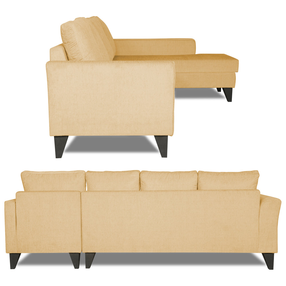 Adorn India Maddox Plain L Shape 6 Seater Sofa Set RHS (Beige) (3 Year Warranty)